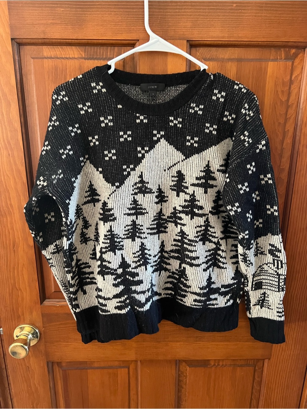 J. Crew Black & White Mountain Pine Crewneck Sweater